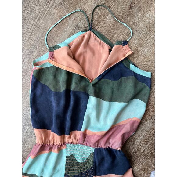 Vix Paula Hermanny Multicolor High Neck Swing Dress Flowy Midi - Picture 7 of 9